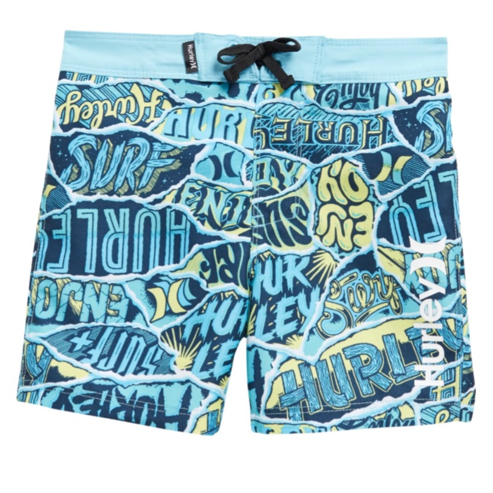 New boys Hurley Blue Graphic Swim Shorts size 7